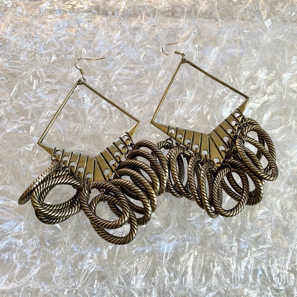 OVERSIZE BRASS RING EARRINGS - Picture 1 of 2